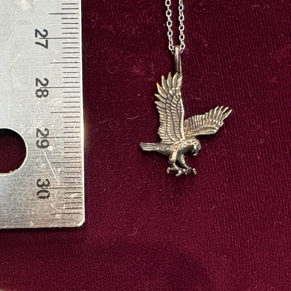 Vintage Sterling Silver Eagle Pendant Necklace - Silver
